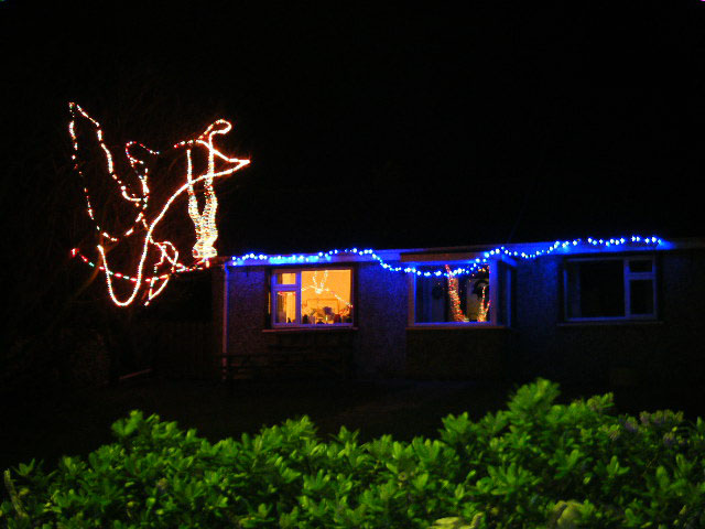 George & Liz Wither's lights in Church Bay.